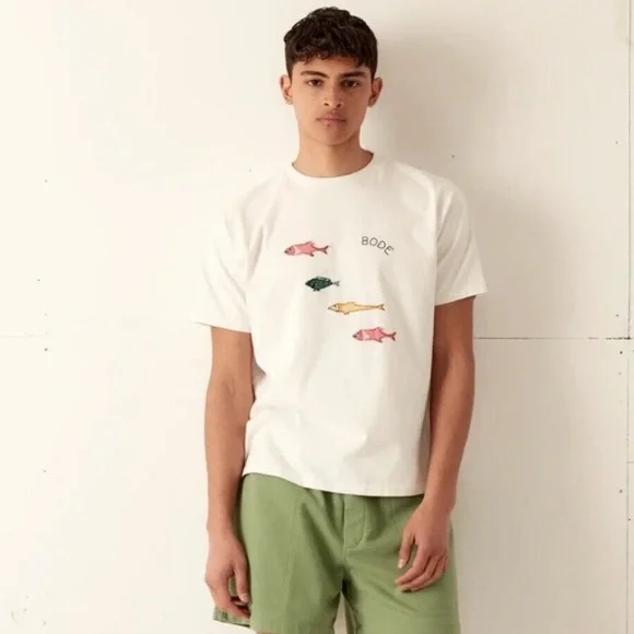 Bode Fish Appliqué Cotton T-Shirt Men’s Size Small AUTHENTIC - Picture 2 of 9